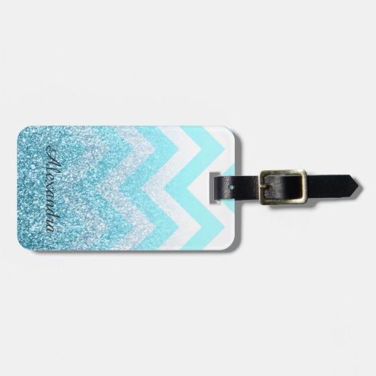 Chevron en Glitter Bagagelabel (Voorkant horizontaal)