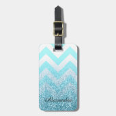 Chevron en Glitter Bagagelabel (Voorkant verticaal)