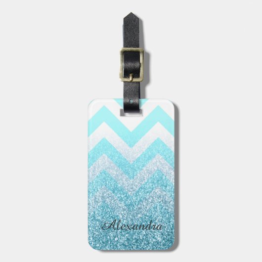 Chevron en Glitter Bagagelabel (Voorkant verticaal)