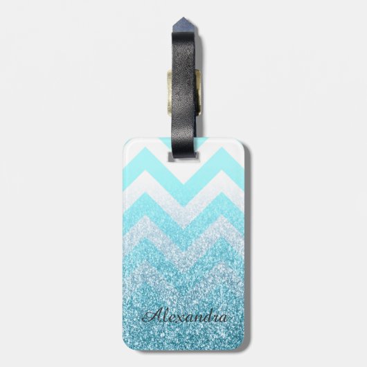 Chevron en Glitter Bagagelabel (Achterkant verticaal)