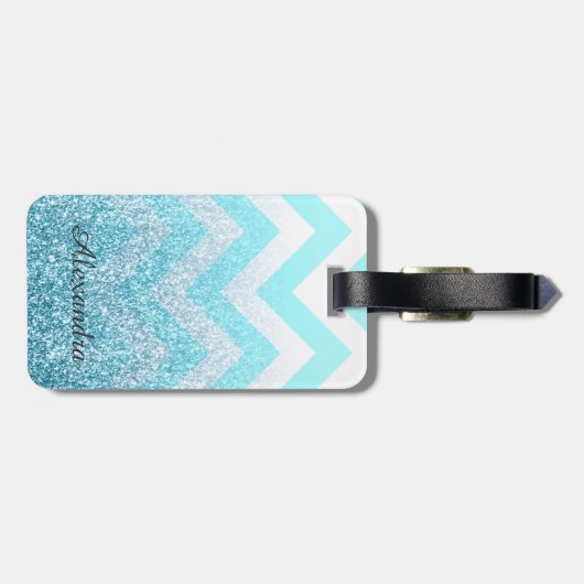 Chevron en Glitter Bagagelabel (Achterkant horizontaal)