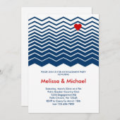 Chevron en Heart Engagement Party Kaart (Voorkant / Achterkant)