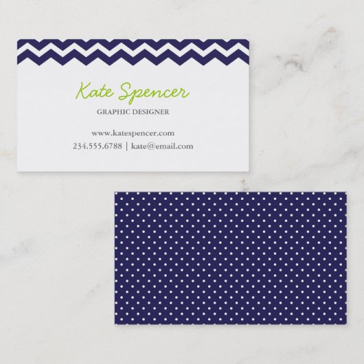 Chevron en Polka Dot Visitekaartje (Voorkant / Achterkant)