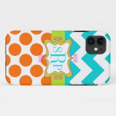 Chevron en Polka Dots Monogram Case-Mate iPhone Case (Achterkant (horizontaal))