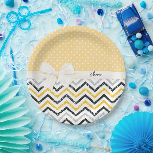 Chevron en Polka Dots Papieren Bordje (Feest)