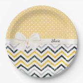 Chevron en Polka Dots Papieren Bordje (Voorkant)