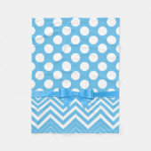 Chevron en polka stip in wit blauw lint fleece deken (Voorkant)