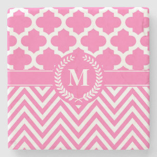 Chevron en Quatrefoil Stenen Onderzetter