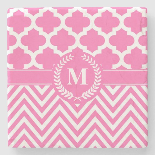 Chevron en Quatrefoil Stenen Onderzetter (Voorkant)