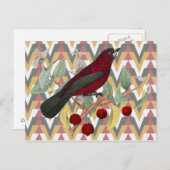 Chevron en  rode vogel briefkaart (Voorkant / Achterkant)