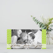 Chevron en Script Holiday Photo Card Feestdagenkaart (Staand voorkant)