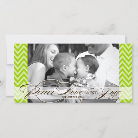 Chevron en Script Holiday Photo Card Feestdagenkaart (Voorkant)