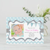 Chevron en Stippen Hanger Verjaardagsuitnodiging Kaart (Staand voorkant)