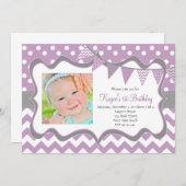 Chevron en stippen hanger verjaardagsuitnodiging kaart (Voorkant / Achterkant)