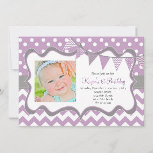 Chevron en Stippen Pendant Birthday Invitation Kaart