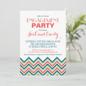 Chevron Engagement Party - uitnodiging - koraal en (Staand voorkant)