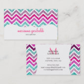 Chevron Faux Glitter Rainbow Coloful Girly Bling Visitekaartje (Voorkant / Achterkant)
