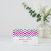 Chevron Faux Glitter Rainbow Coloful Girly Bling Visitekaartje (Staand voorkant)