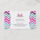 Chevron Faux Glitter Rainbow Coloful Girly Bling Visitekaartje (Achterkant)