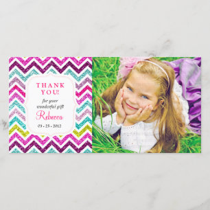 Chevron Faux Glitter Rainbow Hartelijk dank Bedankkaart