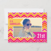 Chevron felle foto 21ste verjaardag uitnodiging (Voorkant)