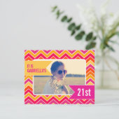 Chevron felle foto 21ste verjaardag uitnodiging (Staand voorkant)