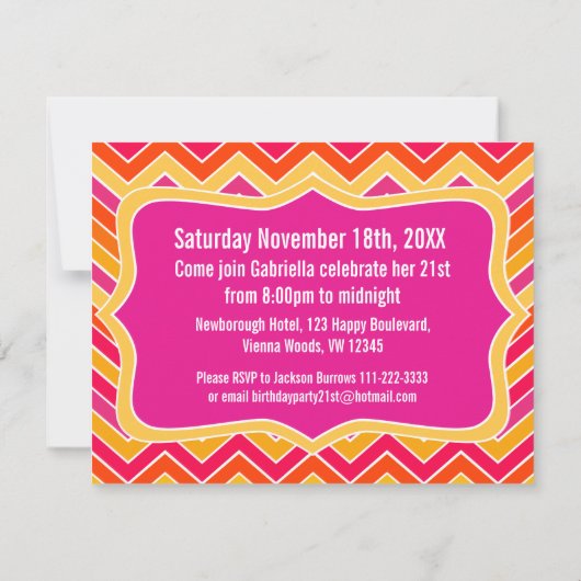 Chevron felle foto 21ste verjaardag uitnodiging (Achterkant)