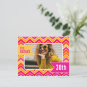 Chevron felle foto uitnodiging op 30ste verjaardag (Staand voorkant)
