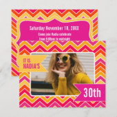 Chevron felle foto uitnodiging op 30ste verjaardag (Voorkant / Achterkant)