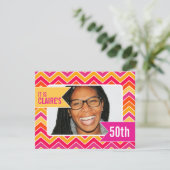 Chevron felle foto-uitnodiging voor 50e verjaardag kaart (Staand voorkant)