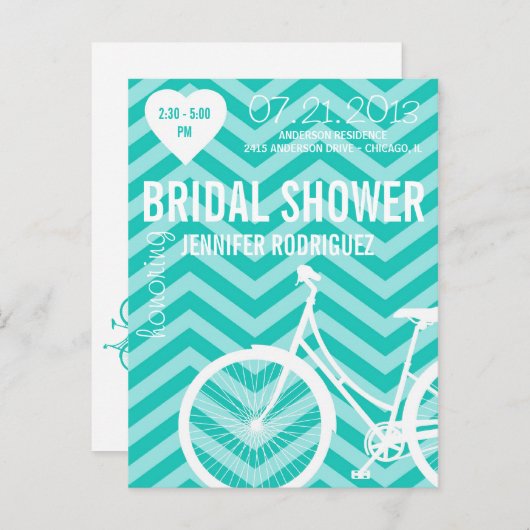 Chevron Fiets Bruids Trouwdouche Briefkaart (Voorkant / Achterkant)