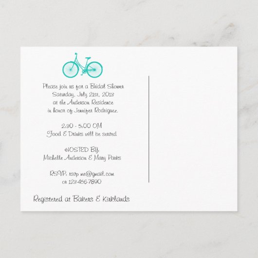 Chevron Fiets Bruids Trouwdouche Briefkaart (Achterkant)