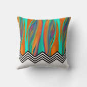 Chevron Flame | oranje zwart-witwatten Kussen (Achterkant)