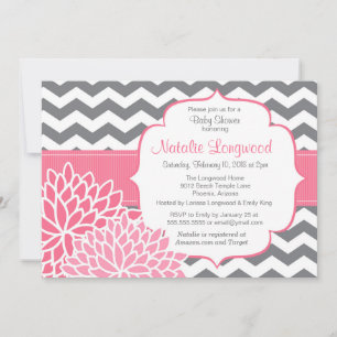 Chevron Floral baby of vrijgezellenfeest hot pink Kaart