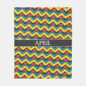 Chevron Geel Blauw Minimaal Patroon Fleece Deken (Voorkant)