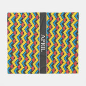 Chevron Geel Blauw Minimaal Patroon Fleece Deken (Voorkant (Horizontaal))