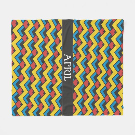 Chevron Geel Blauw Minimaal Patroon Fleece Deken (Voorkant (Horizontaal))