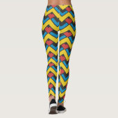 Chevron Geel Blauw Minimaal Patroon Leggings (Achterkant)