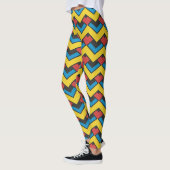 Chevron Geel Blauw Minimaal Patroon Leggings (Links)