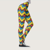 Chevron Geel Blauw Minimaal Patroon Leggings (Rechts)