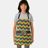 Chevron Geel Blauw Minimaal Patroon Schort (Insitu)