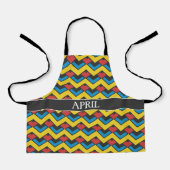 Chevron Geel Blauw Minimaal Patroon Schort (Voorkant)