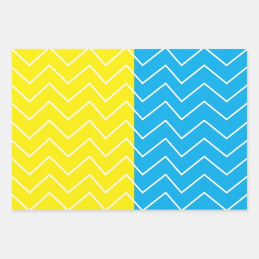 Chevron geel blauw wit Chevron patroon Inpakpapier Vel (Voorkant 3)