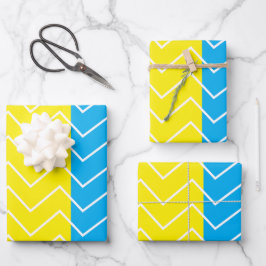 Chevron geel blauw wit Chevron patroon Inpakpapier Vel