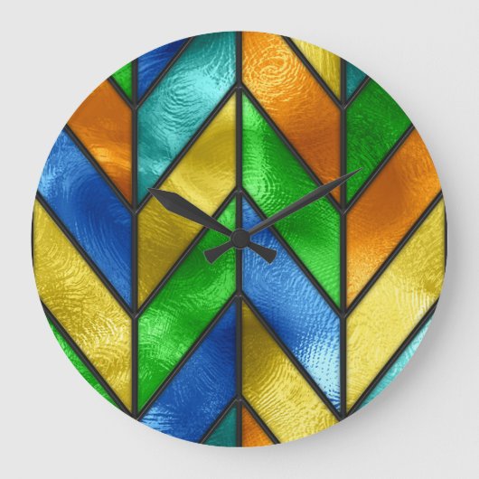Chevron gekleurde glazen textuur grote klok (Voorkant)