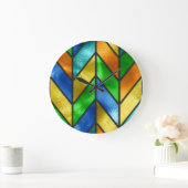 Chevron gekleurde glazen textuur grote klok (Huis)