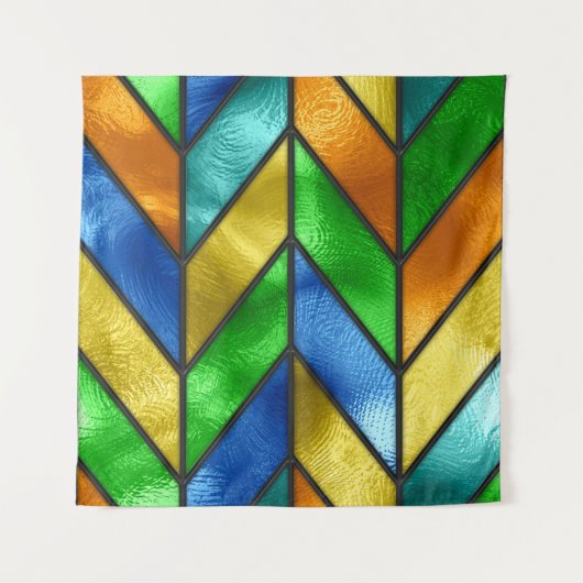 Chevron gekleurde glazen textuur wandkleed (Voorkant)