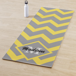 Chevron - gele grijze strepen Monogram Yogamat