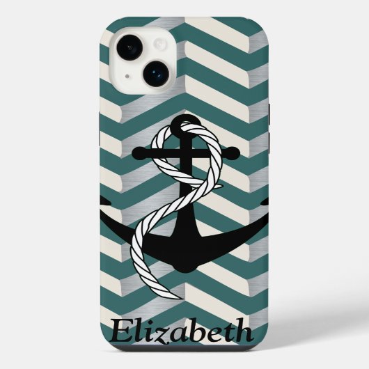 Chevron Geometric Nautical Name iPhone Hoesje (Achterkant)