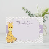 Chevron Giraffe Baby shower Hartelijk dank Bedankkaart (Staand voorkant)